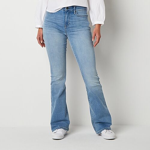 a.n.a Womens High Rise Flare Leg Jean, 14 Short, Blue