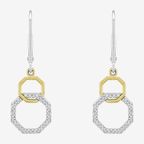 Limited Quantities! Womens 1/5 CT. Natural White Diamond 10K Gold Sterling Silver Circle Drop Earrings
