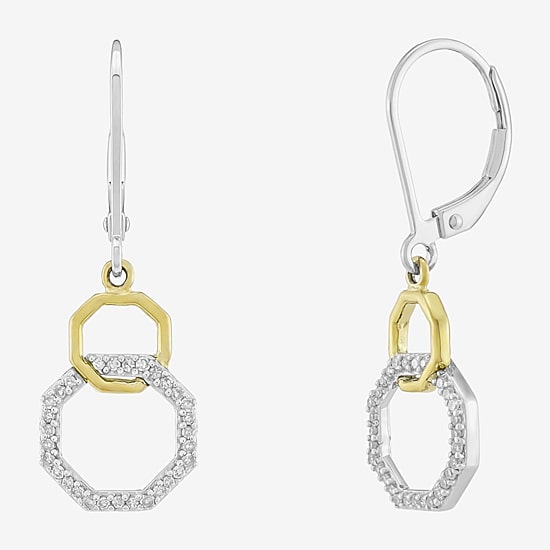 Limited Quantities! Womens 1/5 CT. Natural White Diamond 10K Gold Sterling Silver Circle Drop Earrings