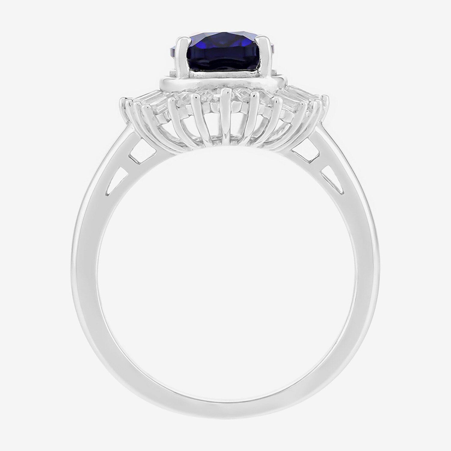 Womens Lab Created Blue Sapphire Sterling Silver Cocktail Ring