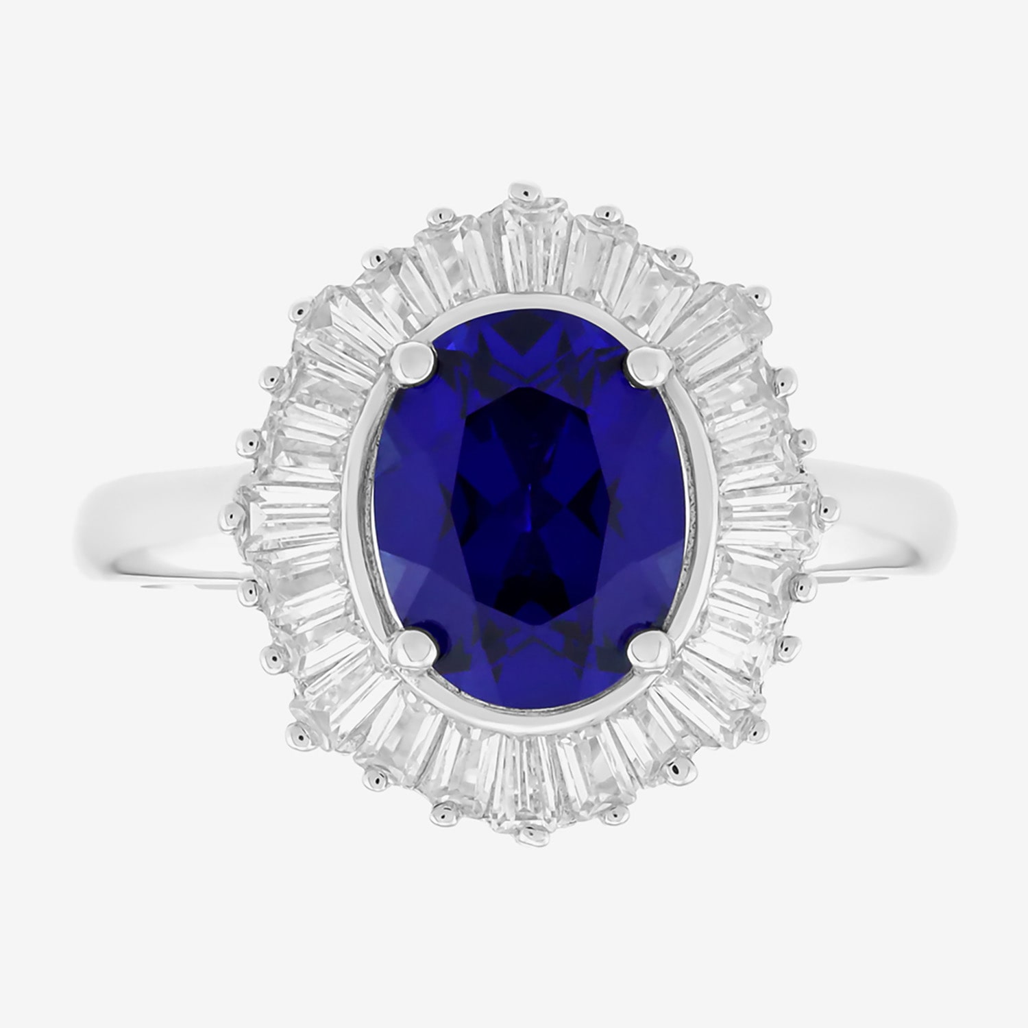 Womens Lab Created Blue Sapphire Sterling Silver Cocktail Ring
