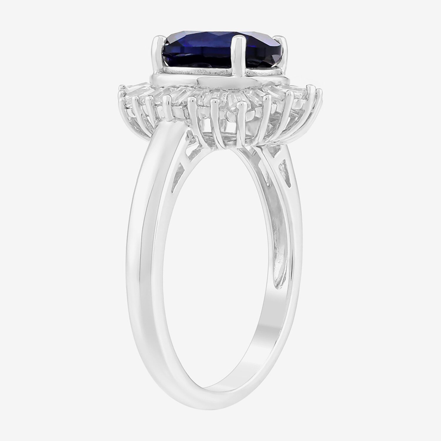 Womens Lab Created Blue Sapphire Sterling Silver Cocktail Ring