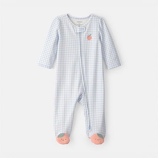 Carter's Peach Baby Girls Gingham Sleep and Play
