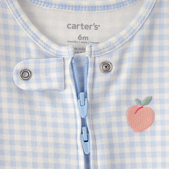 Carter's Peach Baby Girls Gingham Sleep and Play