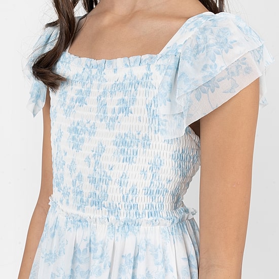 Rare Editions Big Kid Girls Flutter Short Sleeve Floral Maxi Dress