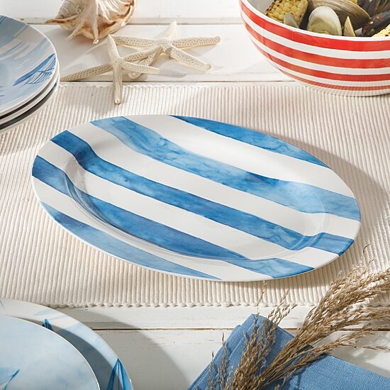 Martha Stewart Salt and Shore Americana 16 inch Ceramic Oval Platter