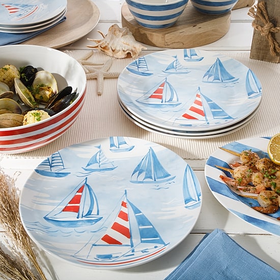 Martha Stewart Salt and Shore Americana 4-pc. Ceramic Dinner Plate