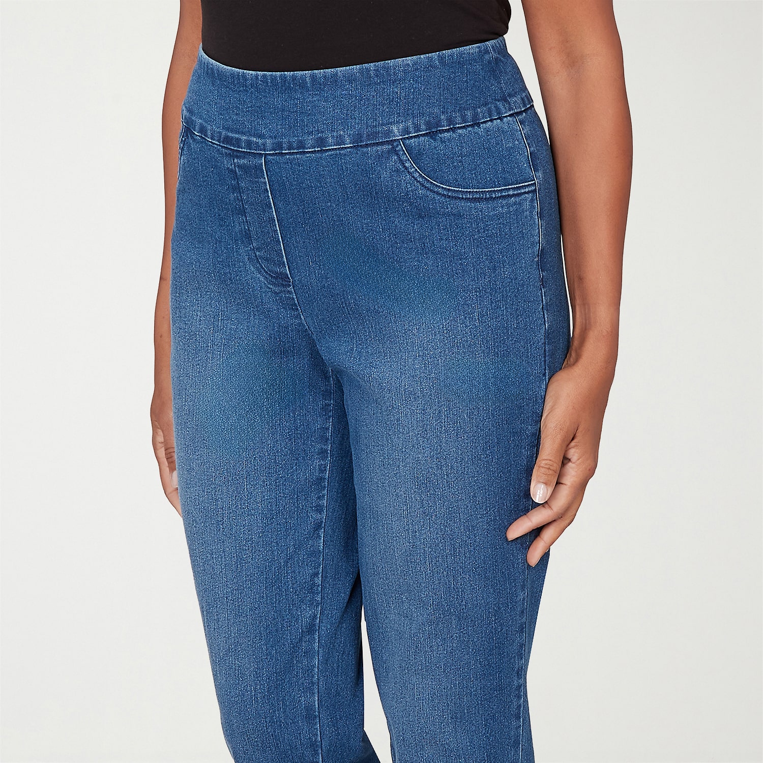 Alfred Dunner Hilton Head Womens Stretch Fabric Straight Leg Jean
