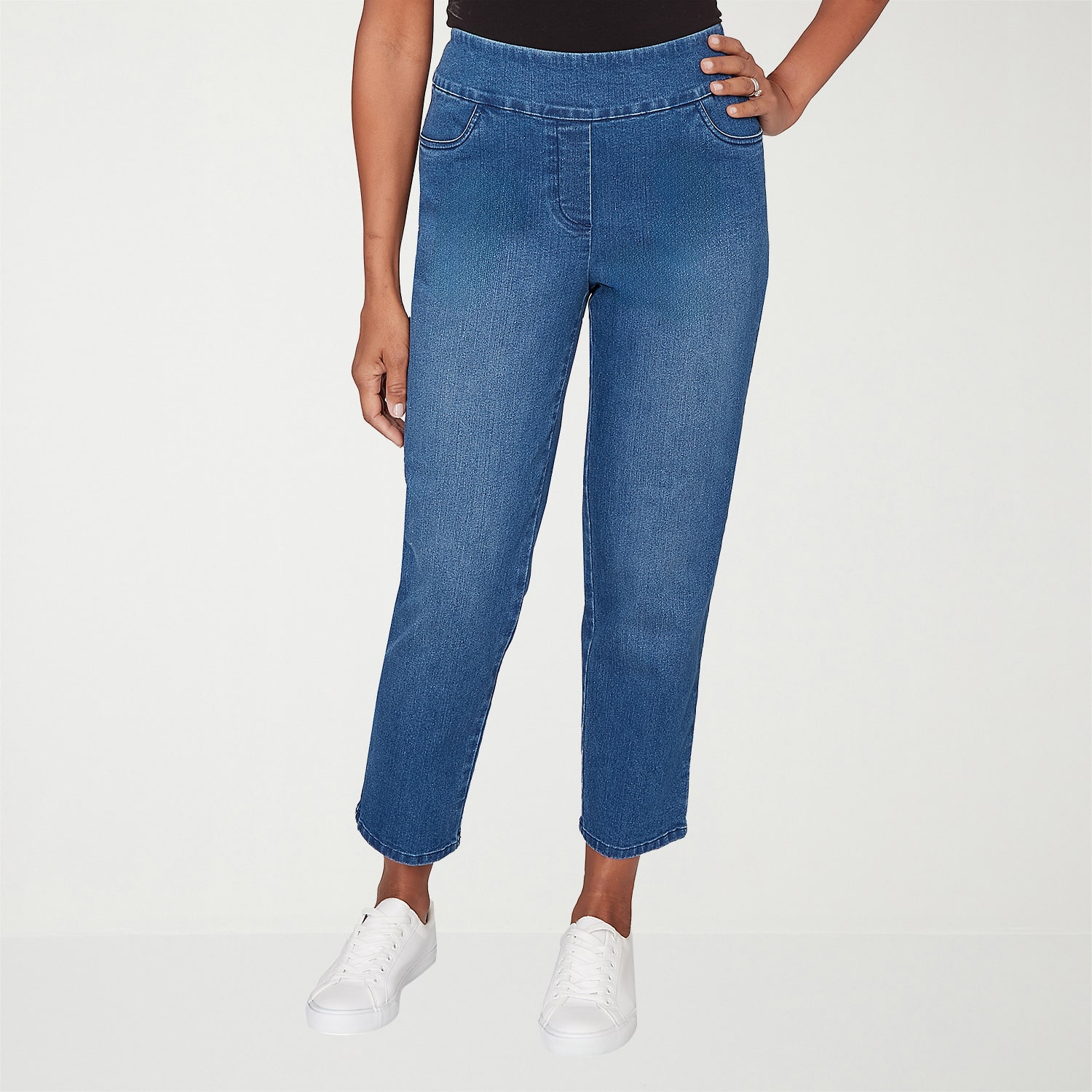 Alfred Dunner Hilton Head Womens Stretch Fabric Straight Leg Jean