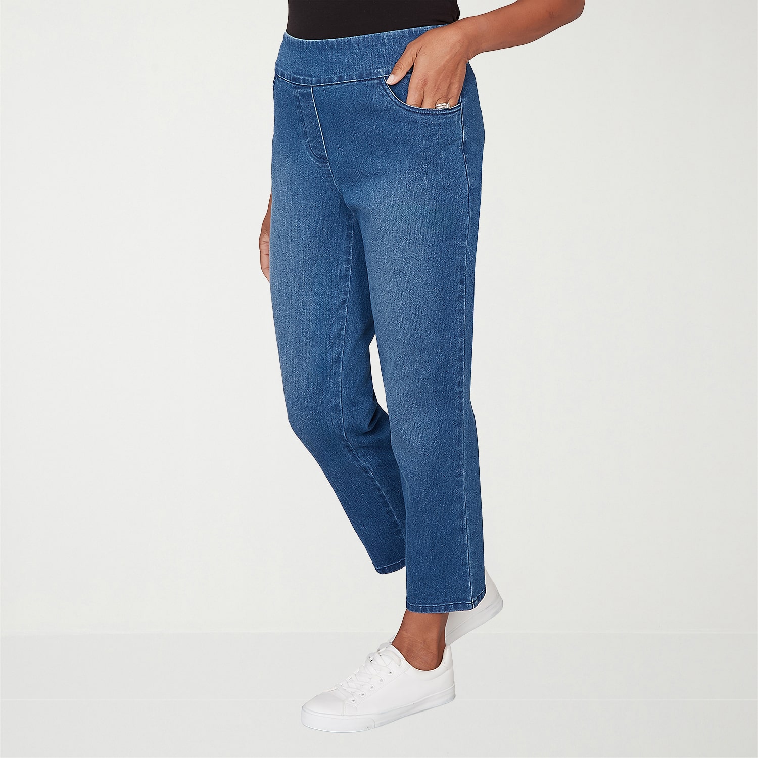 Alfred Dunner Hilton Head Womens Stretch Fabric Straight Leg Jean