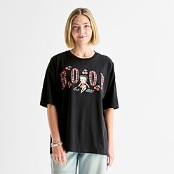 Womens Juniors Crew Neck Short Sleeve Oversized Betty Boop Graphic
