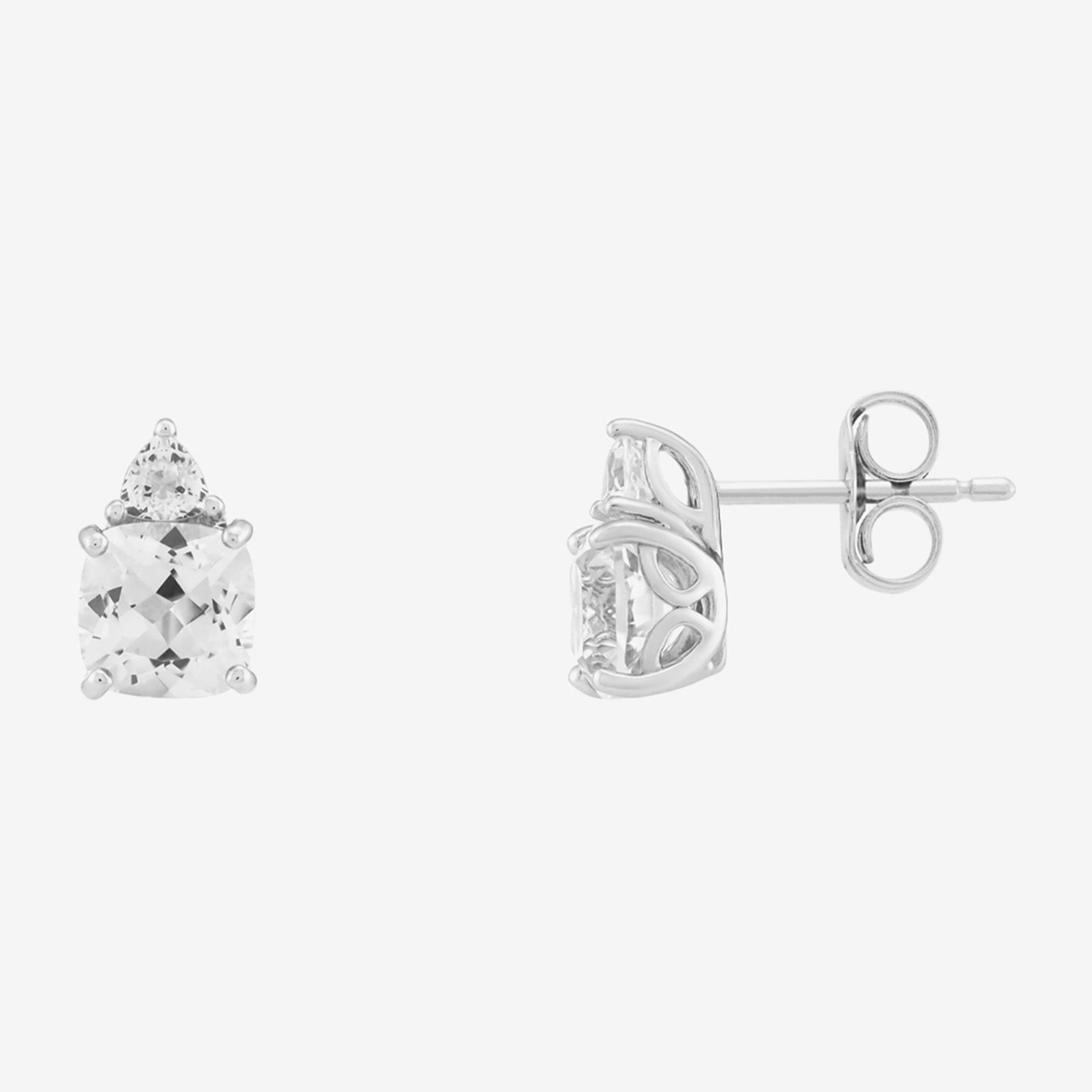 Lab Created White Sapphire Sterling Silver 9.3mm Stud Earrings