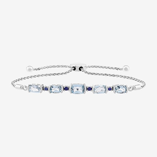 Limited Quantities! Womens Genuine Blue Topaz Sterling Silver Bolo Bracelet