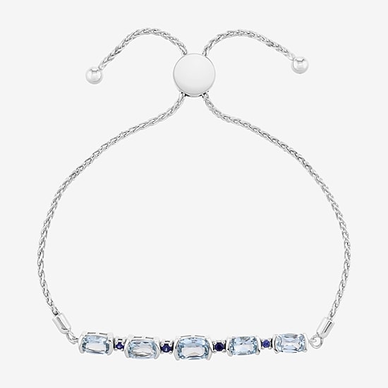 Limited Quantities! Womens Genuine Blue Topaz Sterling Silver Bolo Bracelet