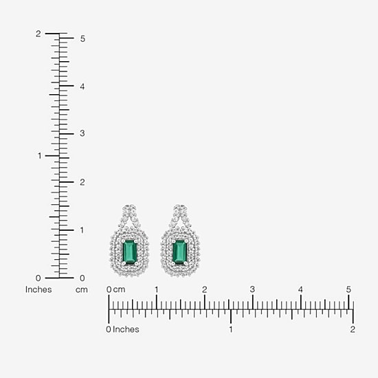 Limited Quantities! Lab Created Green Emerald Sterling Silver 15.5mm Stud Earrings