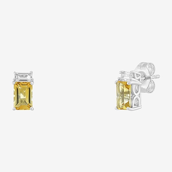 Limited Quantities! Genuine Yellow Citrine Sterling Silver 8.6mm Stud Earrings