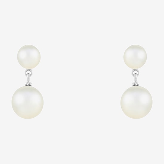 Limited Quantities! Womens White Cultured Freshwater Pearl Sterling Silver Drop Earrings