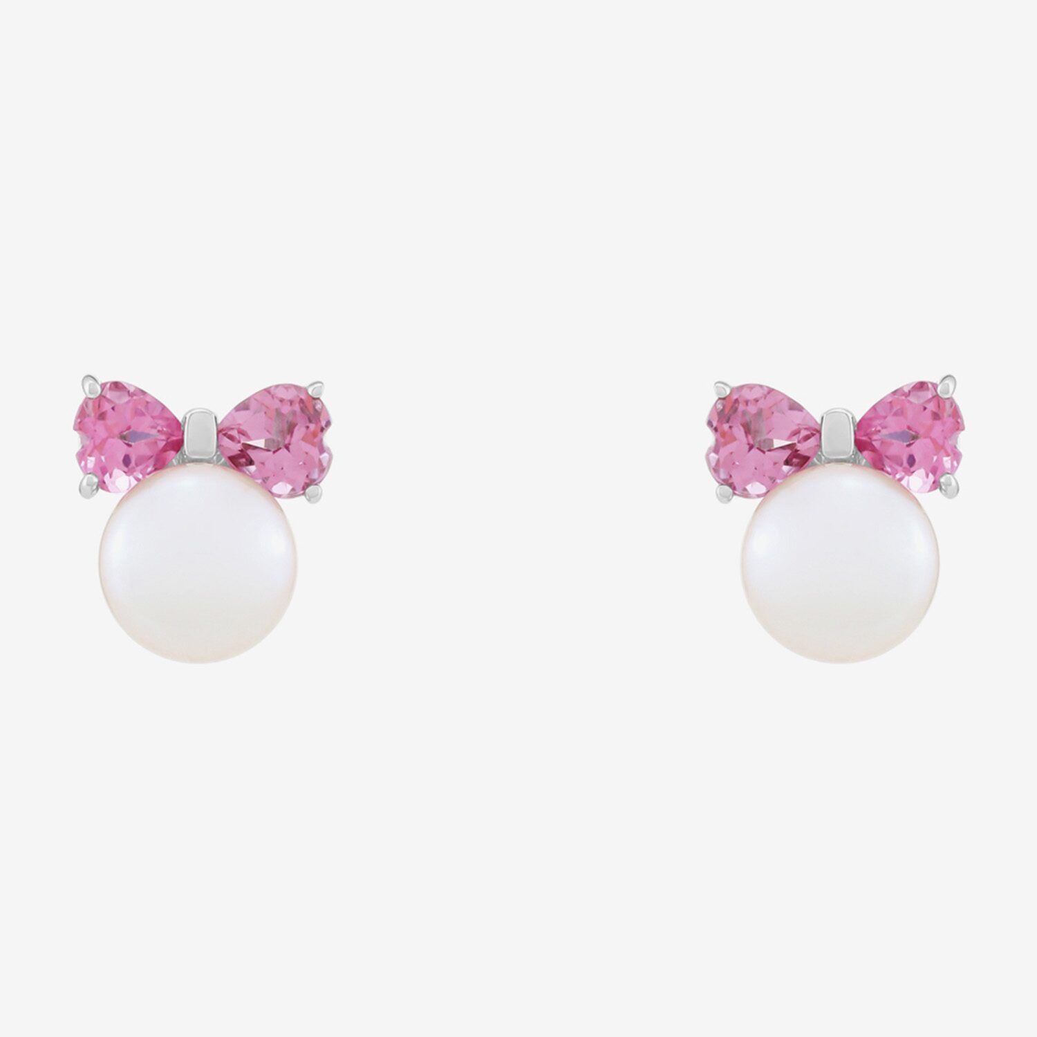 Limited Quantities! Pink Cultured Freshwater Pearl Sterling Silver 10.5mm Bow Stud Earrings