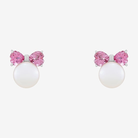 Limited Quantities! Pink Cultured Freshwater Pearl Sterling Silver 10.5mm Bow Stud Earrings
