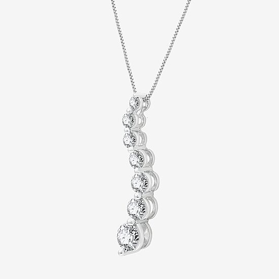 (G/Si1-Si2) Womens 1 CT. T.W. Lab Grown White Diamond 10K Gold 18 Inch Pendant Necklace