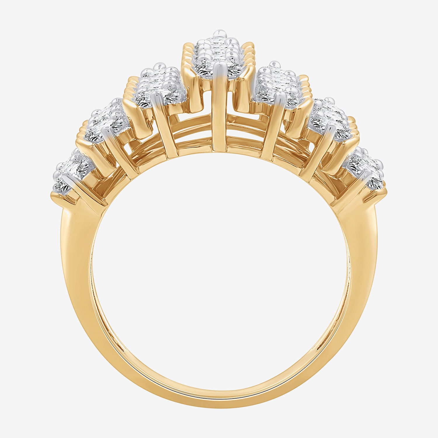 G/Si1-Si2 Womens 3 CT. T.W. Lab Grown White Diamond 14K Gold Over Silver Cluster Cocktail Ring