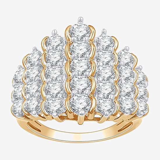 G/Si1-Si2 Womens 3 CT. T.W. Lab Grown White Diamond 14K Gold Over Silver Cluster Cocktail Ring