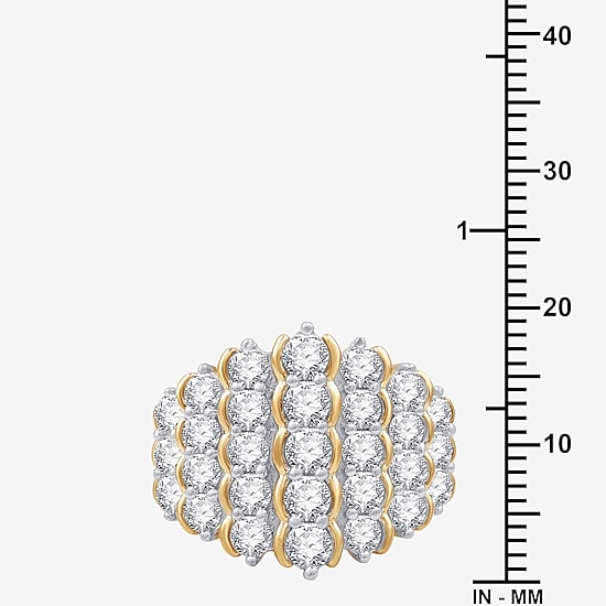 G/Si1-Si2 Womens 3 CT. T.W. Lab Grown White Diamond 14K Gold Over Silver Cluster Cocktail Ring
