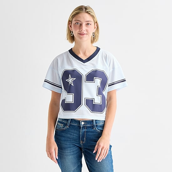 Arizona Womens Juniors V Neck Short Sleeve Jersey