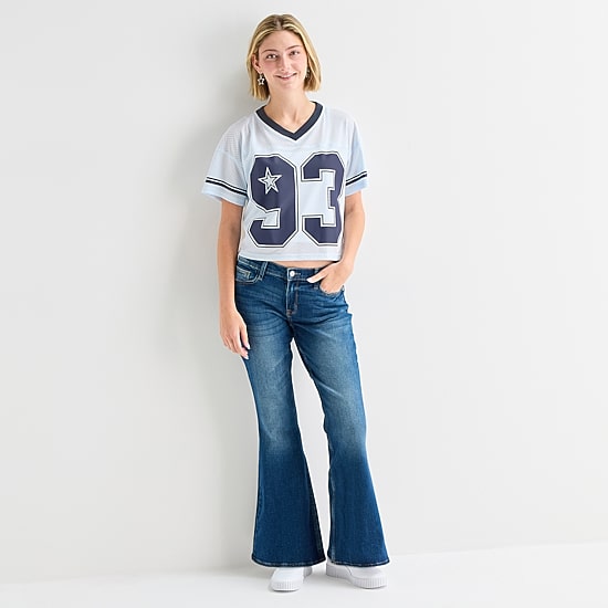 Arizona Womens Juniors V Neck Short Sleeve Jersey