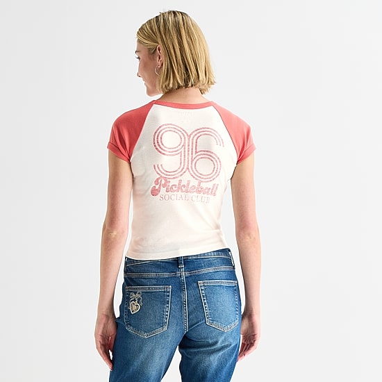 Arizona Womens Round Neck Short Sleeve Regular Fit Graphic T-Shirt