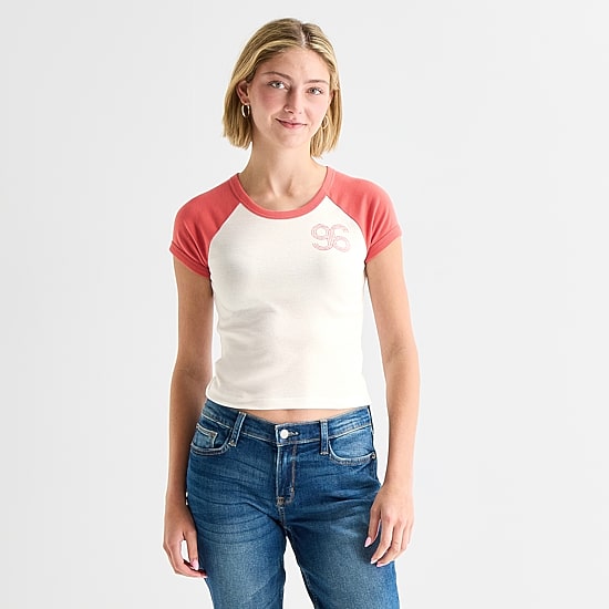 Arizona Womens Round Neck Short Sleeve Regular Fit Graphic T-Shirt