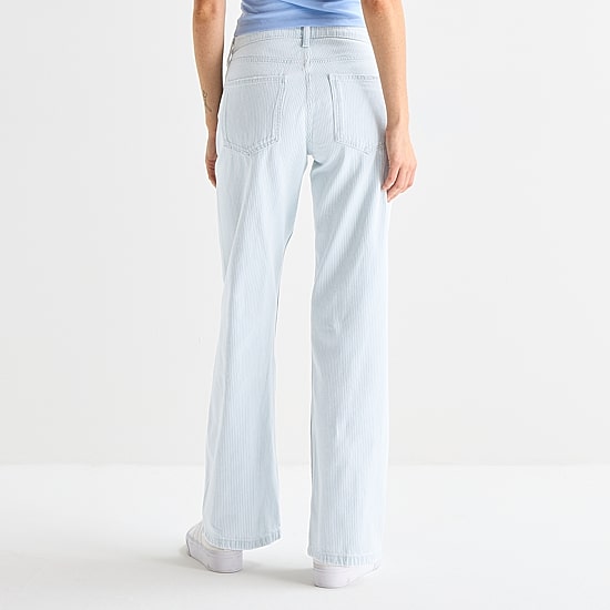 Arizona Striped Womens Juniors Low Rise Straight Leg Jean