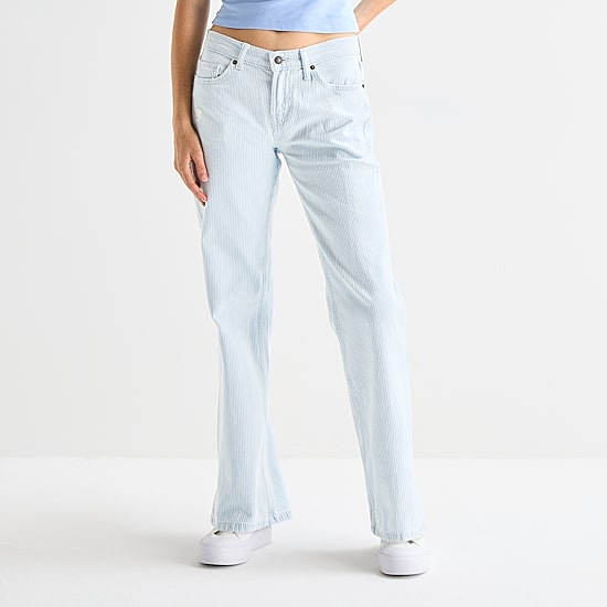 Arizona Striped Womens Juniors Low Rise Straight Leg Jean