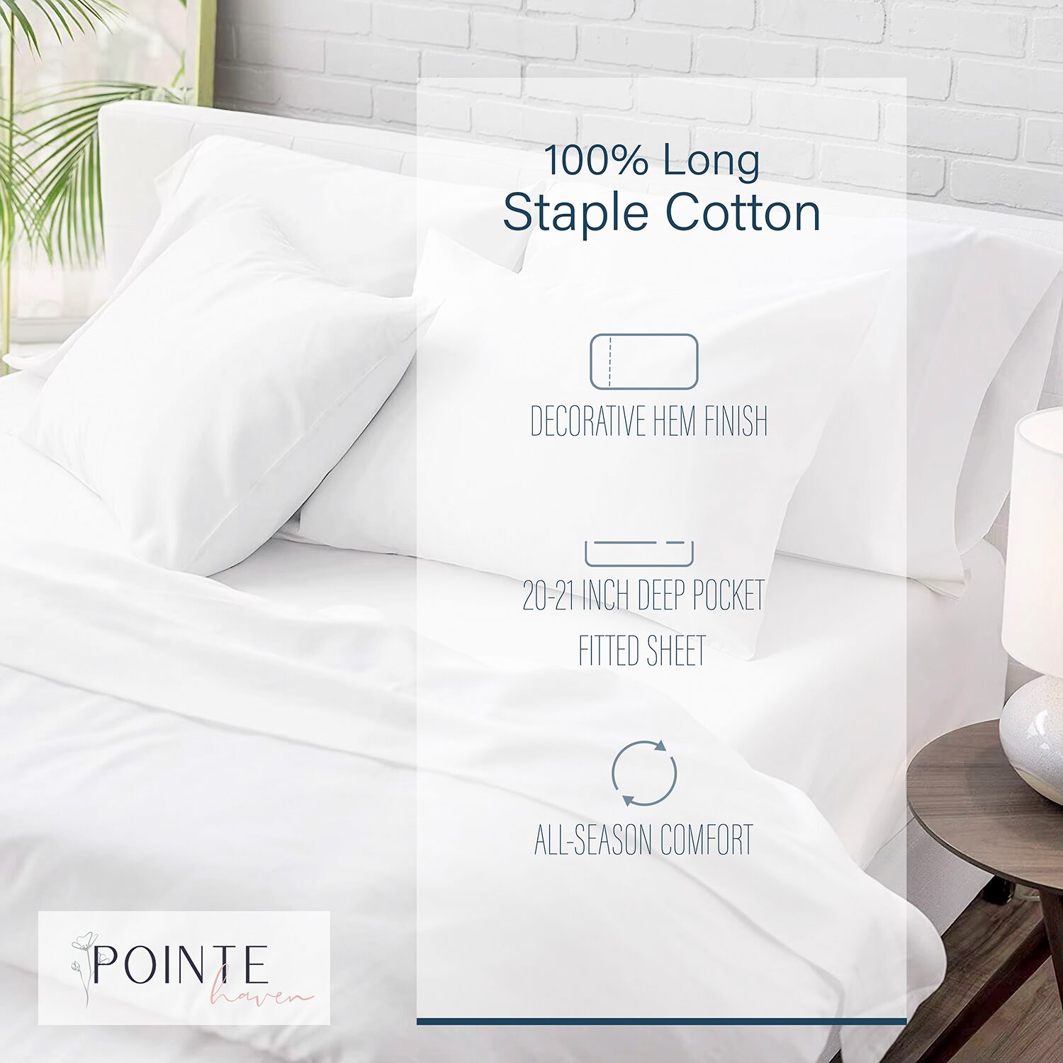 Pointehaven 525 Thread Count Embroidered Cotton Sheet Set
