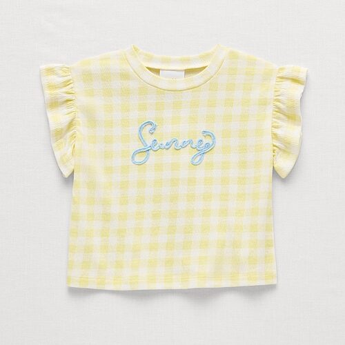 Okie Dokie Baby Girls Round Neck Short Sleeve Regular Fit Graphic T-Shirt, 9 Months, Yellow