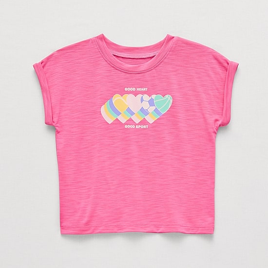 Okie Dokie Active Toddler & Little Girls Round Neck Short Sleeve Regular Fit Graphic T-Shirt