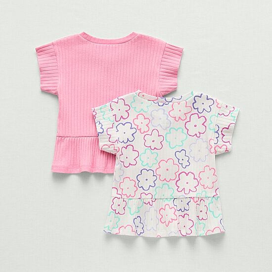 Okie Dokie Toddler Girls Round Neck Short Sleeve 2-pc. Peplum Top
