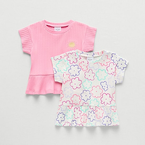 Okie Dokie Toddler Girls Round Neck Short Sleeve 2-pc. Peplum Top