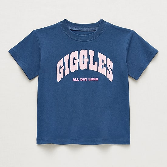 Okie Dokie Toddler & Little Girls Round Neck Short Sleeve Relaxed Fit Graphic T-Shirt