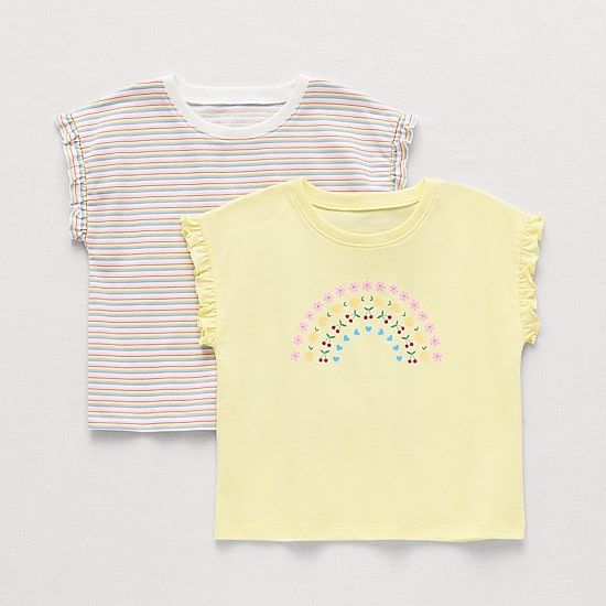 Okie Dokie Toddler & Little Girls Round Neck Short Sleeve Regular Fit 2-pc. Graphic T-Shirt