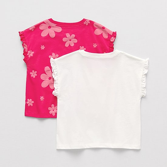 Okie Dokie Toddler & Little Girls Round Neck Short Sleeve Regular Fit Graphic T-Shirt