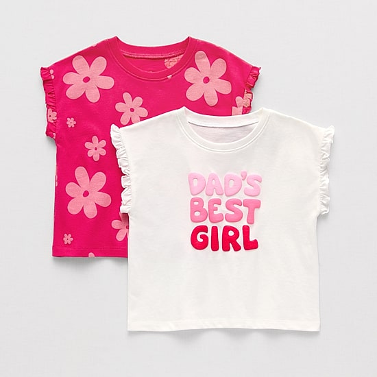 Okie Dokie Toddler & Little Girls Round Neck Short Sleeve Regular Fit Graphic T-Shirt