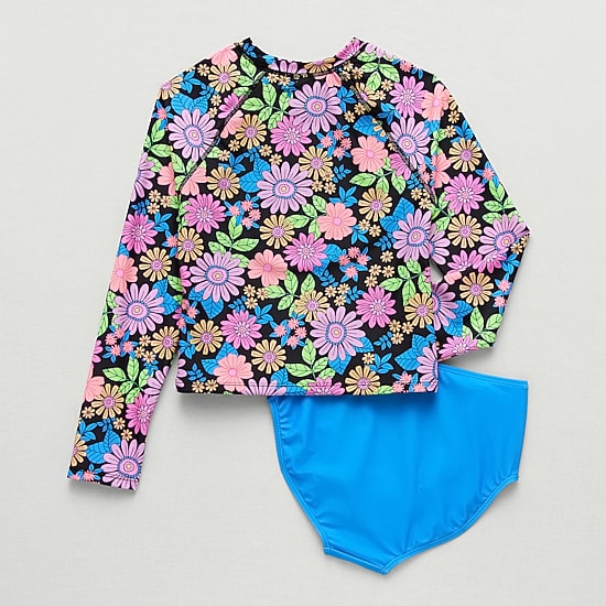 Thereabouts Little & Big Kid Girls Floral 2-pc. Rash Guard Set