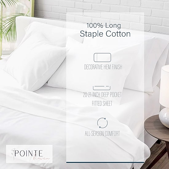 Pointehaven 620 Thread Count Ultra Soft Cotton Sheet Set