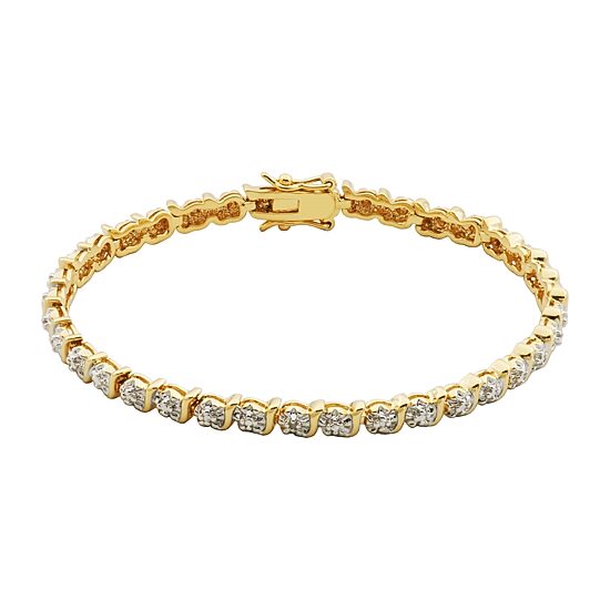 Sparkle Allure Silver Reflections Womens Natural White Diamond Accent 14K Gold Over Brass Round 7.25 Inch Tennis Bracelet