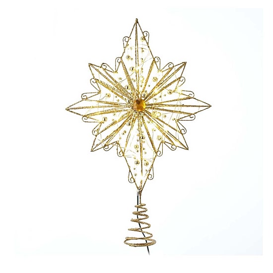 Kurt Adler 15.5-Inch 30-Light Fairy Light Gold Star Tree Topper