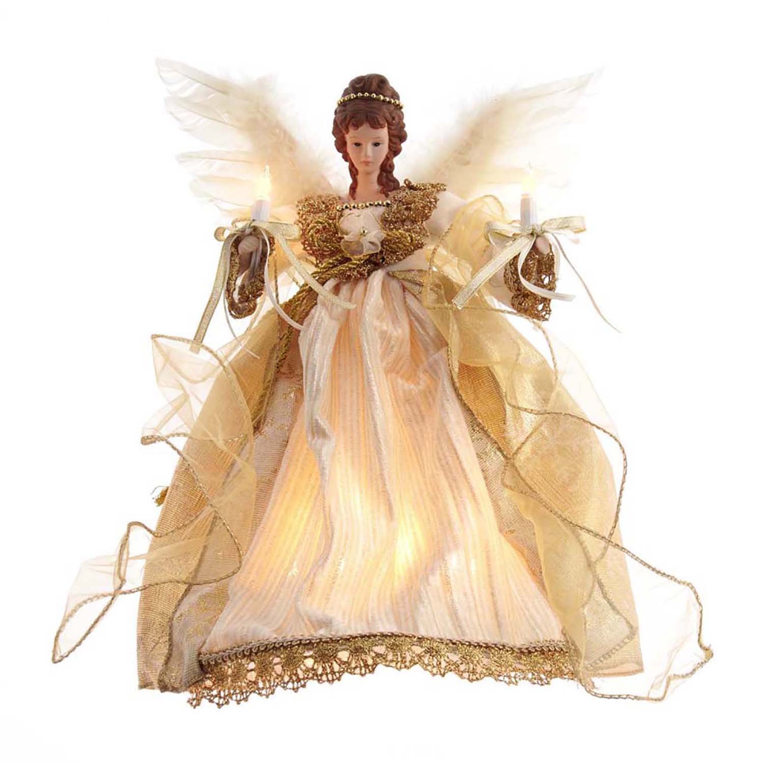 Kurt Adler 12-Inch UL 10-Light Gold Angel Treetop