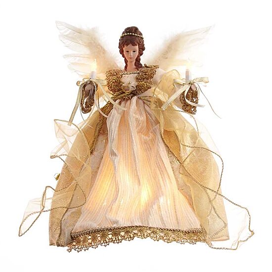 Kurt Adler 12-Inch UL 10-Light Gold Angel Treetop