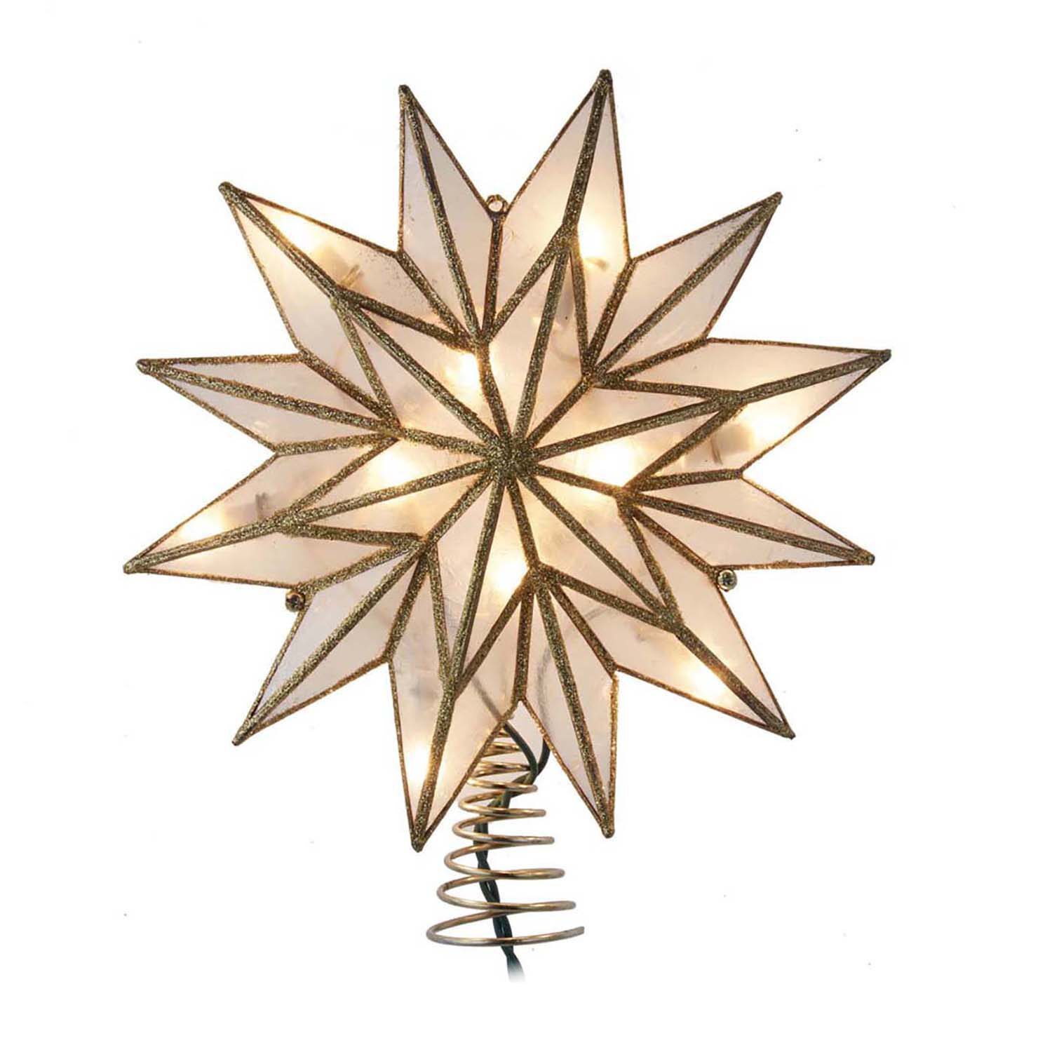 Kurt Adler 9.06-Inch UL 10-Light 12-Point Gold Capiz Star Treetop