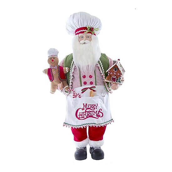 Kurt Adler 40-Inch Christmas Chef Santa with Gingerbread